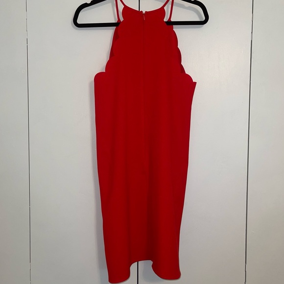 Red Dress with Scalloped Details - Picture 2 of 4